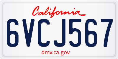 CA license plate 6VCJ567