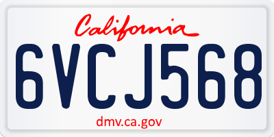 CA license plate 6VCJ568