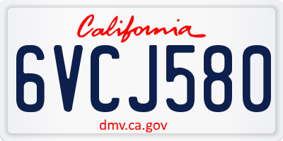 CA license plate 6VCJ580