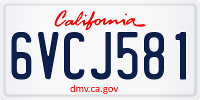 CA license plate 6VCJ581