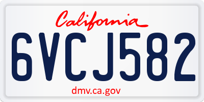 CA license plate 6VCJ582