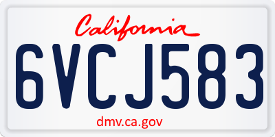 CA license plate 6VCJ583
