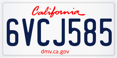 CA license plate 6VCJ585