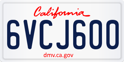 CA license plate 6VCJ600