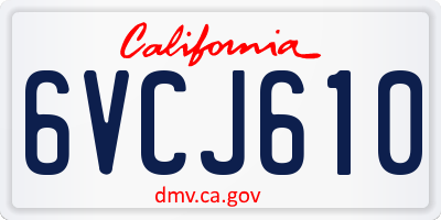 CA license plate 6VCJ610