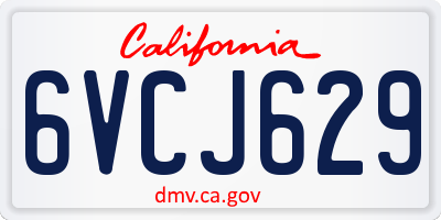 CA license plate 6VCJ629