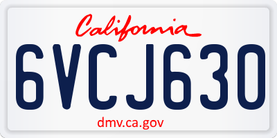 CA license plate 6VCJ630
