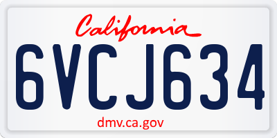 CA license plate 6VCJ634
