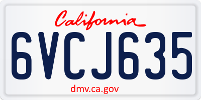 CA license plate 6VCJ635