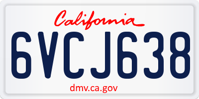 CA license plate 6VCJ638