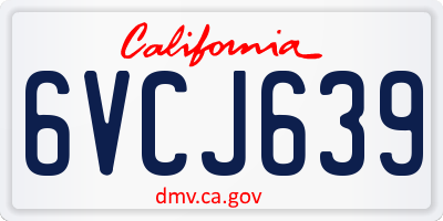 CA license plate 6VCJ639