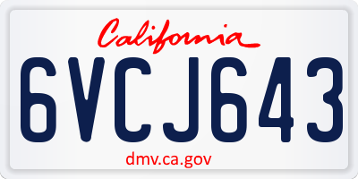 CA license plate 6VCJ643