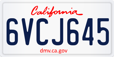 CA license plate 6VCJ645