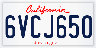 CA license plate 6VCJ650