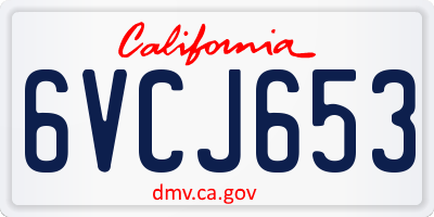 CA license plate 6VCJ653