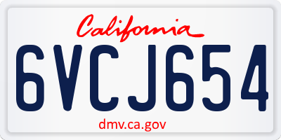 CA license plate 6VCJ654