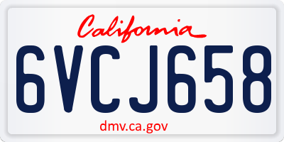 CA license plate 6VCJ658