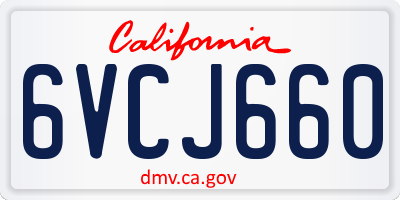 CA license plate 6VCJ660
