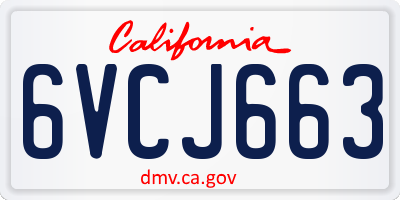 CA license plate 6VCJ663