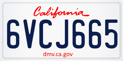 CA license plate 6VCJ665