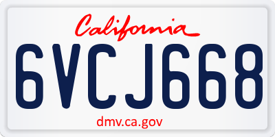 CA license plate 6VCJ668