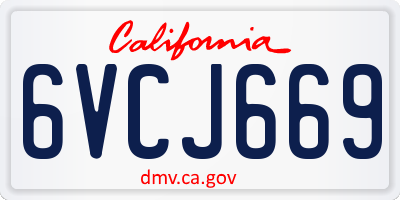 CA license plate 6VCJ669