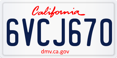 CA license plate 6VCJ670