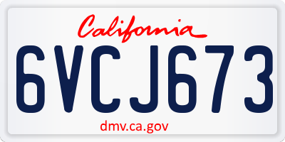 CA license plate 6VCJ673