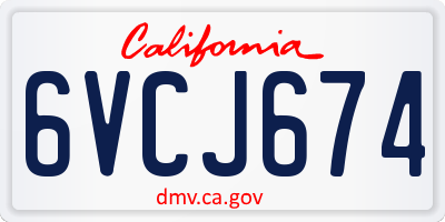 CA license plate 6VCJ674