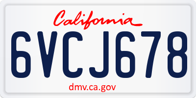 CA license plate 6VCJ678