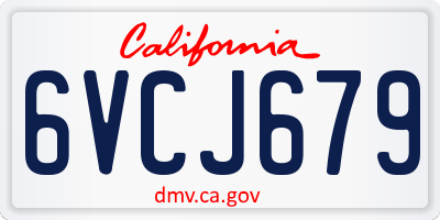 CA license plate 6VCJ679