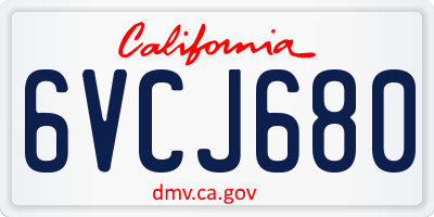CA license plate 6VCJ680
