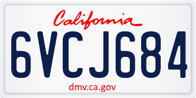 CA license plate 6VCJ684