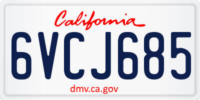 CA license plate 6VCJ685