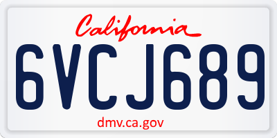 CA license plate 6VCJ689