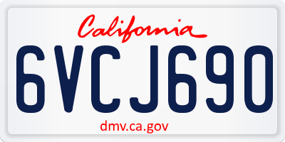 CA license plate 6VCJ690