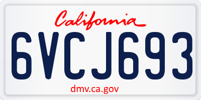 CA license plate 6VCJ693