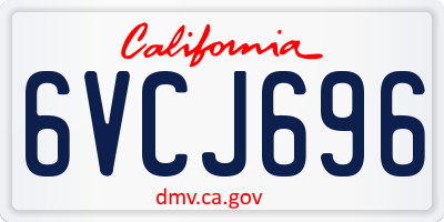 CA license plate 6VCJ696