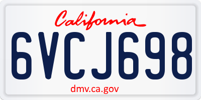 CA license plate 6VCJ698