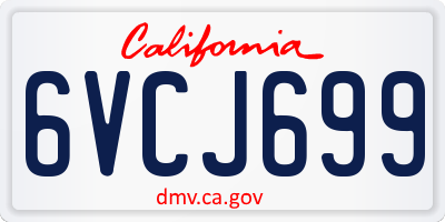CA license plate 6VCJ699