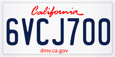 CA license plate 6VCJ700