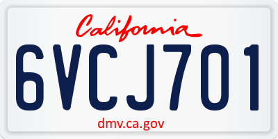 CA license plate 6VCJ701