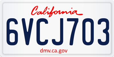 CA license plate 6VCJ703