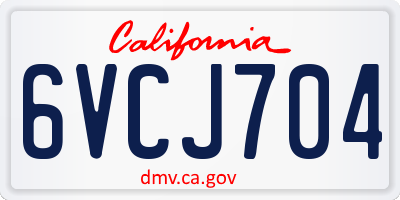 CA license plate 6VCJ704