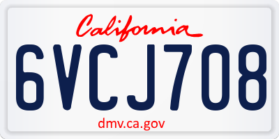 CA license plate 6VCJ708