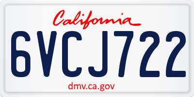 CA license plate 6VCJ722