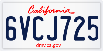 CA license plate 6VCJ725