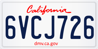 CA license plate 6VCJ726