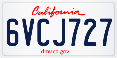 CA license plate 6VCJ727