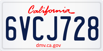 CA license plate 6VCJ728